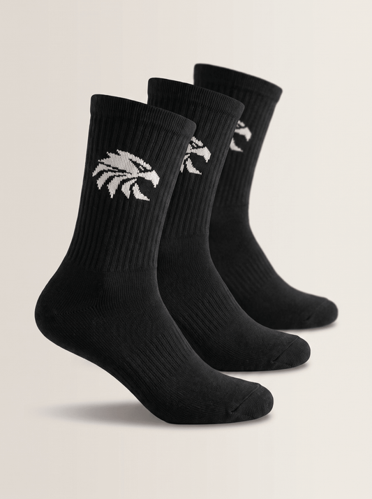 GymWings Ascent black performance crew socks 3 pack