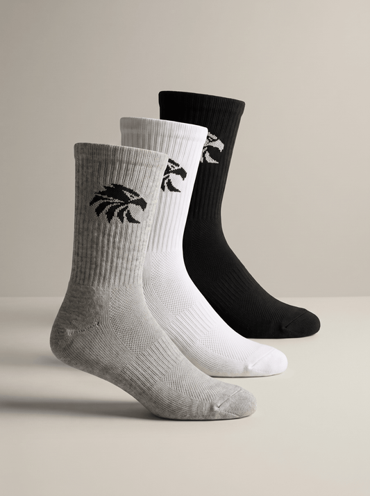GymWings Ascent black performance crew socks 3 pack